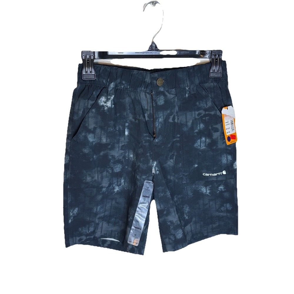 Carhartt Boys Youth Shorts Size Med 12/10 Black Gray Camo Cargo Pockets NWT